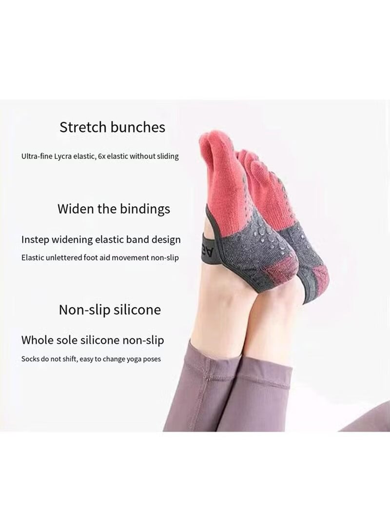 أورافلي 3 أزواج من جوارب اليوغا والبيلاتس النسائية ذات الخمسة أصابع - جوارب قطنية مانعة للانزلاق وجيدة التهوية، جوارب رياضية متخصصة بنعل مانع للانزلاق للرقص والباليه واللياقة البدنية - Image 2